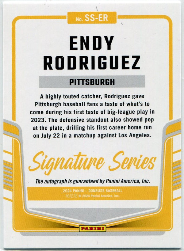 Edny Rodriguez 2024 Panini Donruss Signature Series Autographed Blue Laser RC #SS-ER 6/25