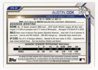 Austin Cox 2021 Topps Bowmans Chrome Autograph Issue #CPA-AC Card