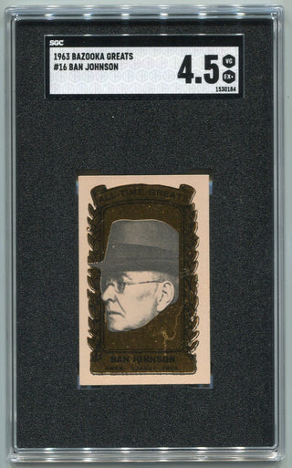 Ban Johnson 1963 Bazooka Greats Card #16 SGC Graded 4.5