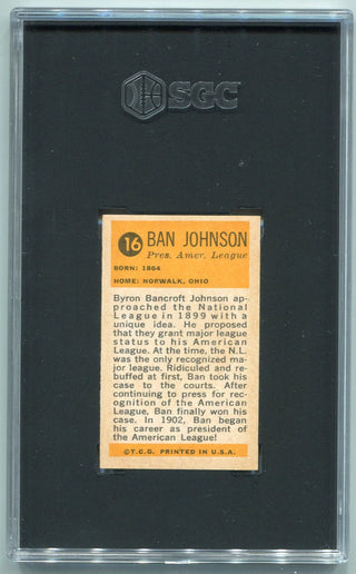 Ban Johnson 1963 Bazooka Greats Card #16 SGC Graded 4.5