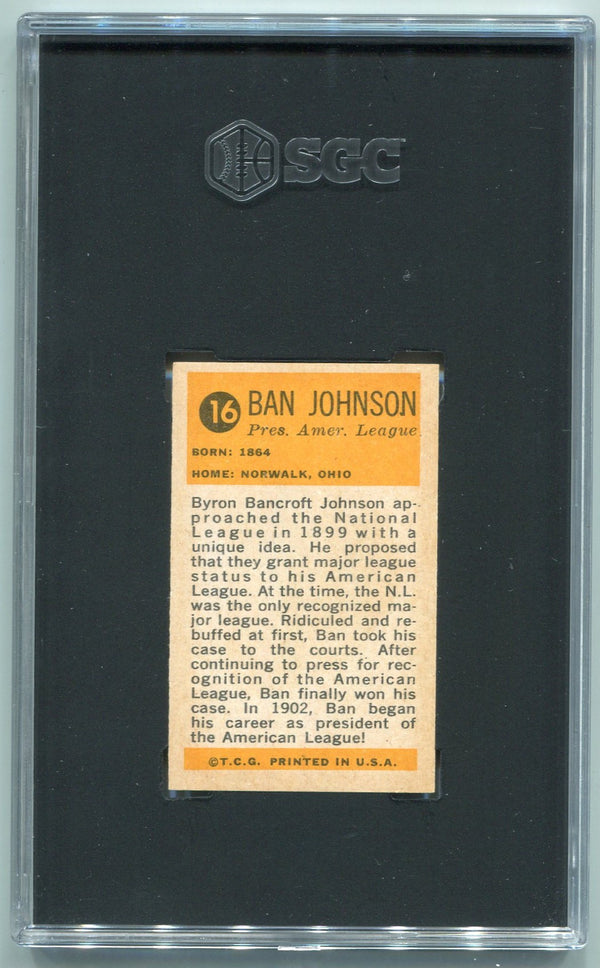 Ban Johnson 1963 Bazooka Greats Card #16 SGC Graded 4.5