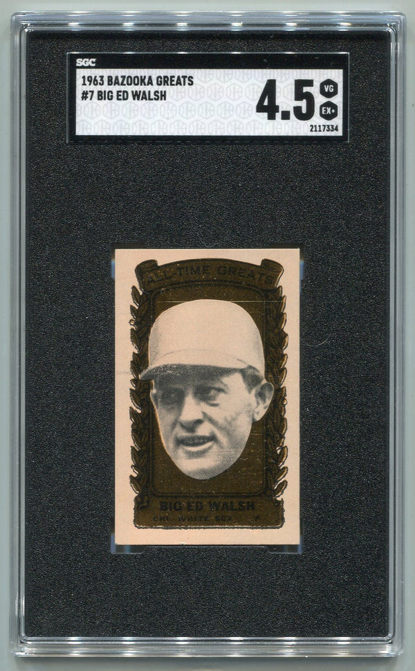Big Ed Walsh 1963 Bazooka Greats Card #7 SGC Graded 4.5
