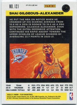 Shai Gilgeous-Alexander 2020 - 2021 Panini Flux Cracked Ice Prizm Card #121