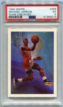 Michael Jordan 1990 - 1991 Hoops Team Checklist Card #358 PSA Graded 5