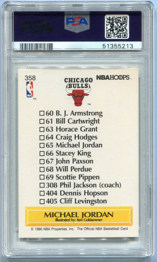 Michael Jordan 1990 - 1991 Hoops Team Checklist Card #358 PSA Graded 5