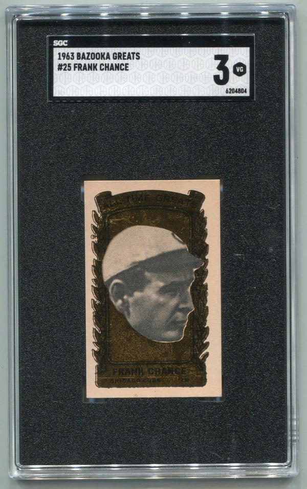 Frank Chance 1963 Bazooka Greats Card #25 SGC Graded 3