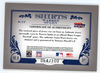 Warren Spahn 2005 Leaf Century Collection Shirts Patch Relic #S-17