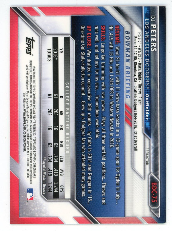 DJ Peters 2016 Topps 1st Bowman Chrome #BDC-75