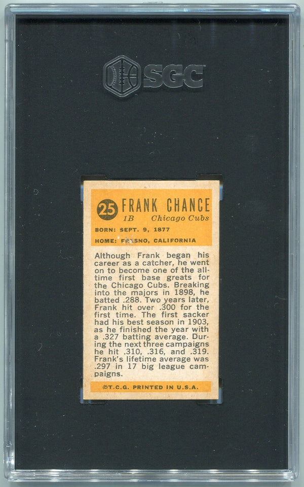 Frank Chance 1963 Bazooka Greats Card #25 SGC Graded 3