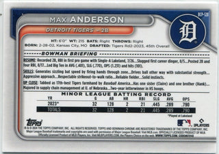 Max Anderson 2024 Bowman Chrome Green Lunar Refractor Card #BCP-128