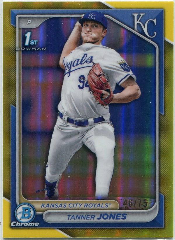 Tanner Jones 2024 Bowman Chrome Yellow Refractor Card #BDC-195 46/75