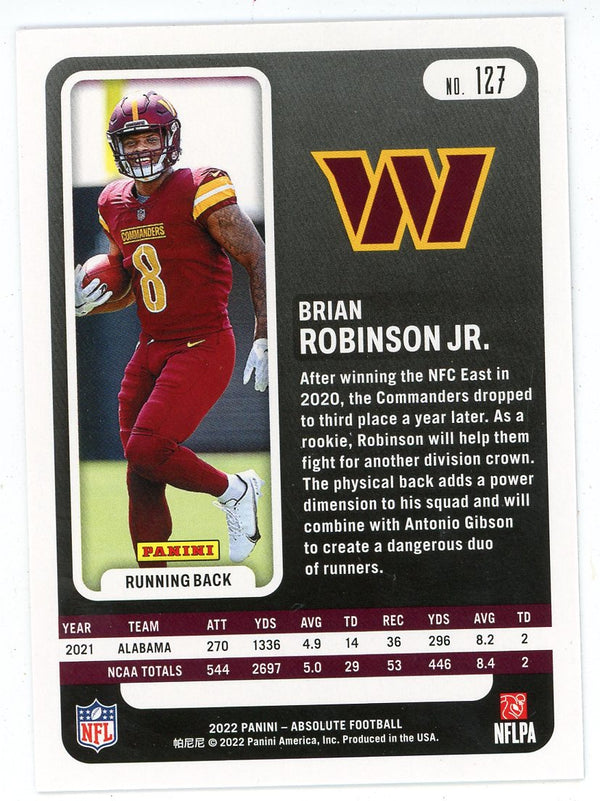 Brian Robinson Jr 2022 Panini Absolute #127