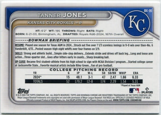 Tanner Jones 2024 Bowman Chrome Yellow Refractor Card #BDC-195 46/75