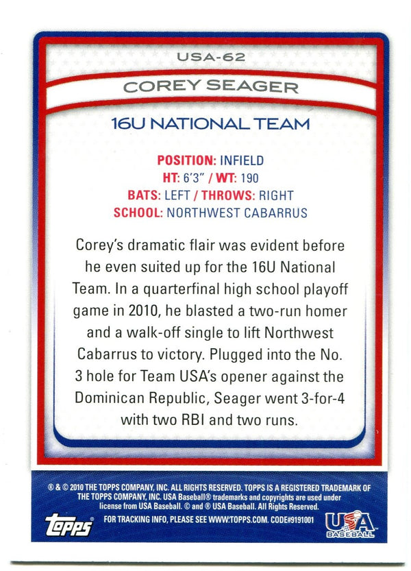 Corey Seager Topps USA Baseball 2010