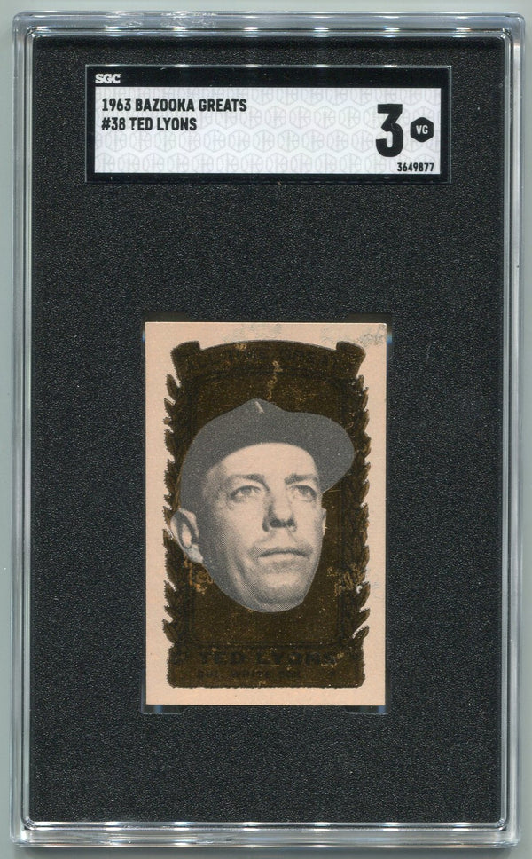 Ted Lyons 1963 Bazooka Greats Card #38 SGC Graded 3