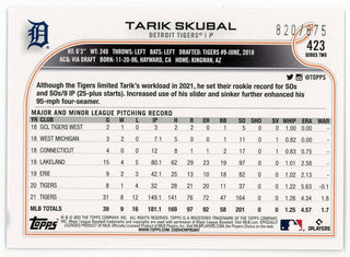 Tarik Skubal 2022 Topps Reflective Future Stars Series Two #423 Card 820/875