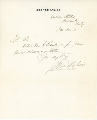 George Arliss Autographed Letter