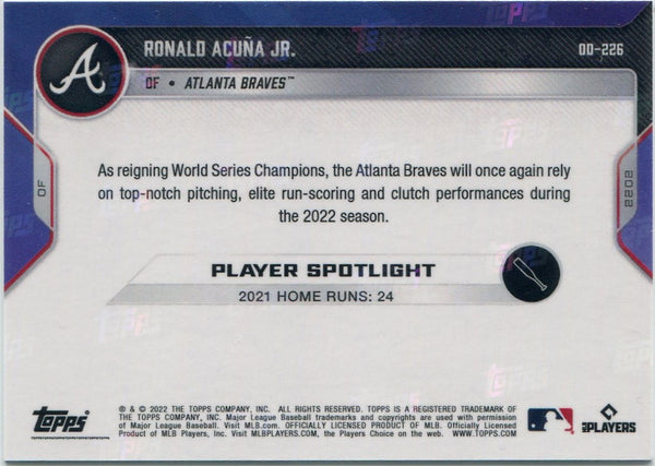 Ronald Acuna Jr. 2022 Topps Now Purple Parallel Card #OD-226 10/25
