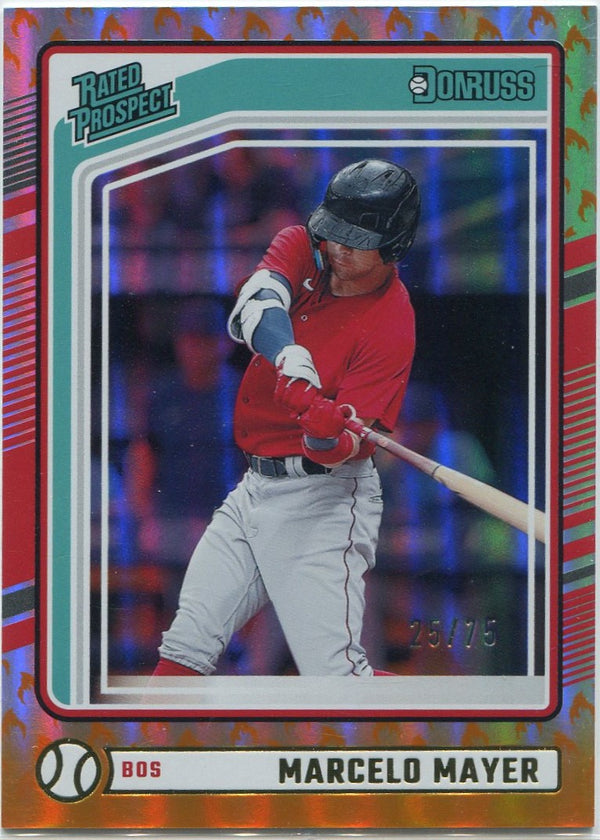Marcelo Mayer 2024 Panini Donruss Rated Prospect On Fire Emoji RC #137 25/75