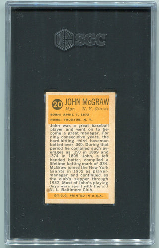John McGraw 1963 Bazooka Greats Card #20 SGC Graded 3