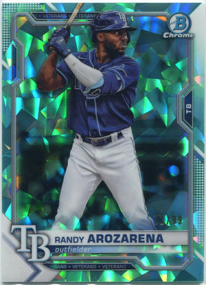 Randy Arozarena 2021 Bowman Chrome Sapphire Aqua Refractor Card #66 71/99