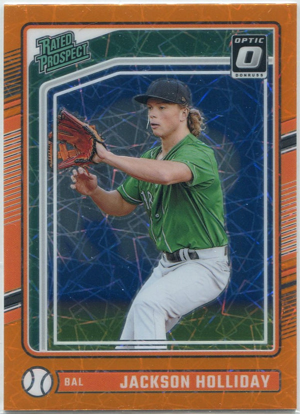 Jackson Holliday 2024 Panini Donruss Optic Rated Prospect Orange Velocity Prizm RC #184