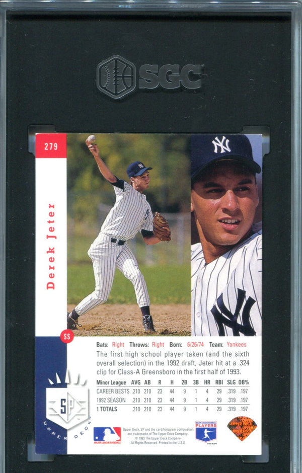 Derek Jeter 1993 Upper Deck SP  #279 SGC 6 Card