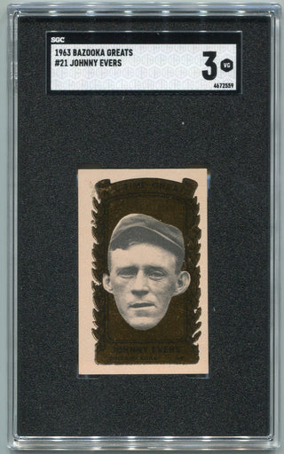 Johnny Evers 1963 Bazooka Greats Card #21 SGC Graded 3