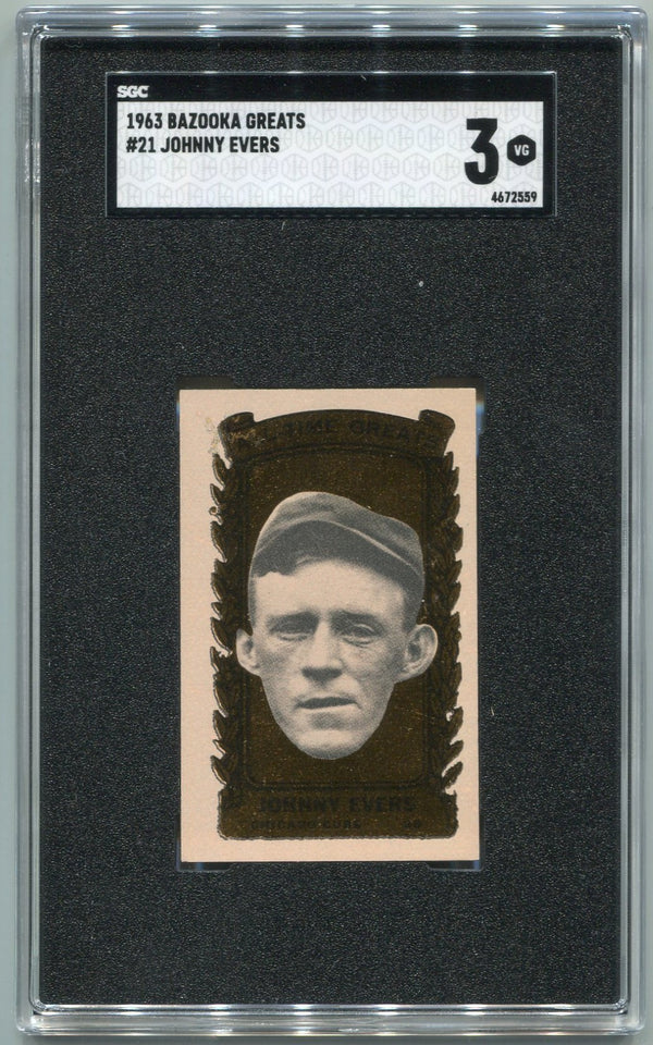 Johnny Evers 1963 Bazooka Greats Card #21 SGC Graded 3