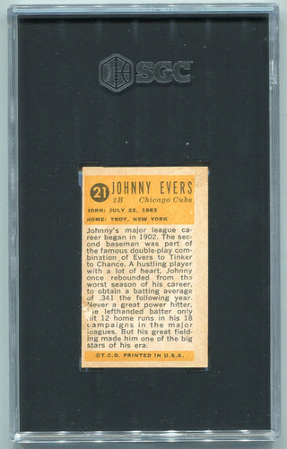 Johnny Evers 1963 Bazooka Greats Card #21 SGC Graded 3