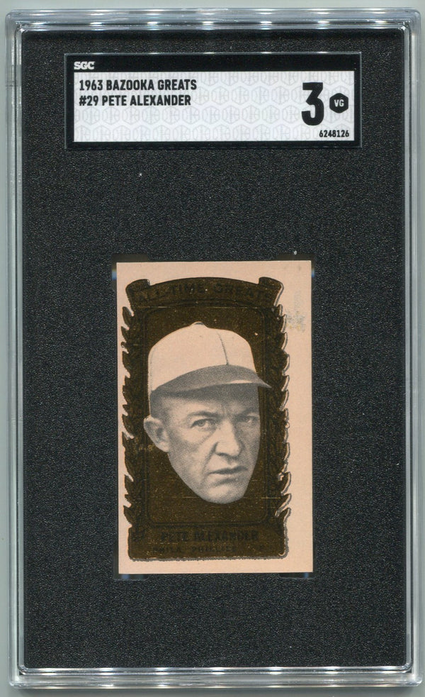 Pete Alexander 1963 Bazooka Greats Card #29 SGC Graded 3
