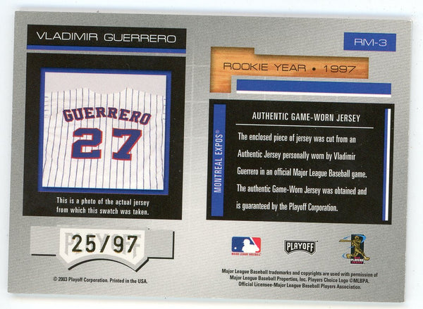 Vladimir Guerrero 2003 Playoff Rookie Materials Patch Relic #RM-3