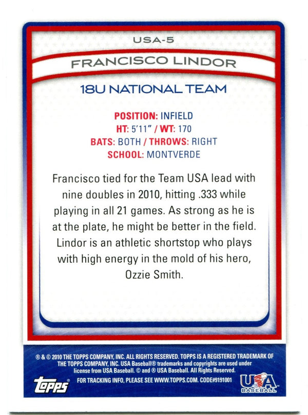 Francisco Lindor Topps USA Baseball 2010