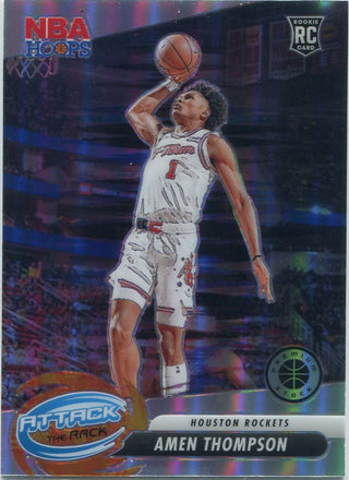 Amen Thompson 2023 - 2024 Panini Hoops Premium Stock Attack The Rack Silver Prizm RC #9