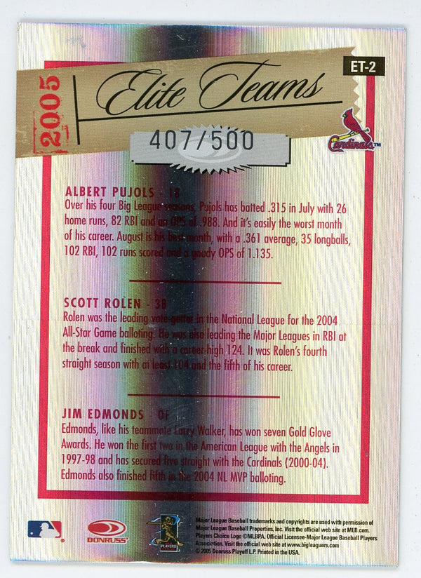 Albert Pujols/ Scott Rolen/ Jim Edmonds 2005 Elite Teams Card #ET-2