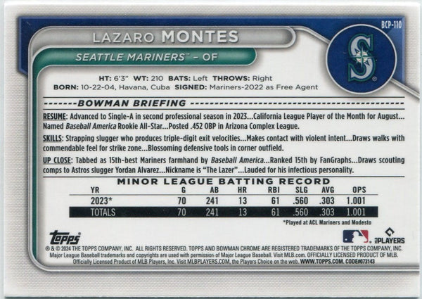 Lazaro Montes 2024 Bowman Chrome Prospect RC #BCP-110