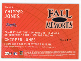 Chipper Jones 2002 Topps Fall Memories Bat Relic #FM-CJ