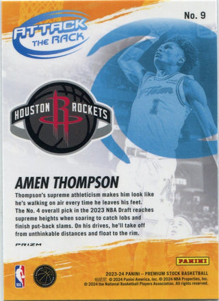 Amen Thompson 2023 - 2024 Panini Hoops Premium Stock Attack The Rack Silver Prizm RC #9