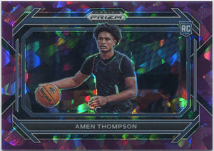 Amen Thompson 2023 - 2024 Panini Prizm Draft Picks Purple Cracked Ice Prizm Variation RC #4 80/149