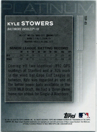Kyle Stowers 2020 Bowman Platinum Pink Parallel RC #TOP-85 32/199
