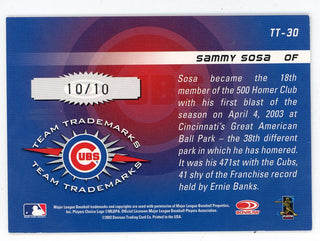 Sammy Sosa 2003 Donruss Signature Series Team Trademarks Card #TT-30