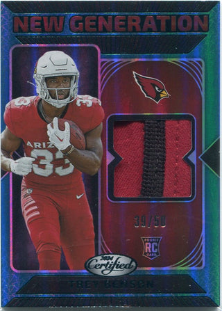 Trey Benson 2024 Panini Certified New Generation 2 Color Patch Teal Mirror Parallel RC #NGS-TBN 39/50