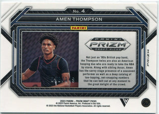 Amen Thompson 2023 - 2024 Panini Prizm Draft Picks Purple Cracked Ice Prizm Variation RC #4 80/149