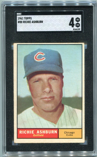 Richie Ashburn 1961 Topps Card #88 SGC Graded 4