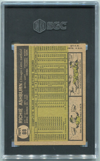 Richie Ashburn 1961 Topps Card #88 SGC Graded 4