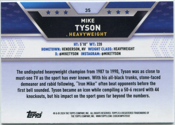 Mike Tyson 2024 Topps Chrome Boxing Shimmer Refractor Card #35
