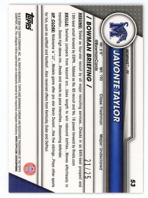 Javonte Taylor 2024 Topps Bowman U Chrome #53