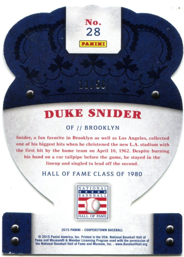 Duke Snider 2015 Panini Crown Royale Purple Parallel Card #28 12/50