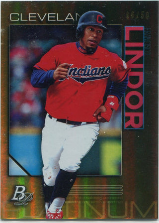 Francisco Lindor 2020 Bowman Platinum Gold Parallel Card #26 6/50