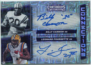 Billy Cannon/Leonard Fournette 2019 Panini Contenders Draft Picks Connections Dual Autographed MOJO Parallel Card #18 1/1